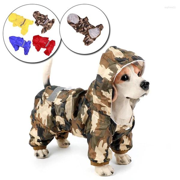 Hundebekleidung Haustier Regenmantel Welpe Kleidung lässig Katze Regenmantel wasserdichte Jacke im Freien Regenbekleidung Hood Jumpsuit Kostüme Versorgung