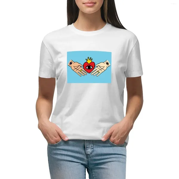 Kadın Polos Claddagh Yüzük Mavi Arka Plan T-Shirt Bluz Kadın Giyim Kadın Giysileri ile Dijital Sanat İlham Verdi