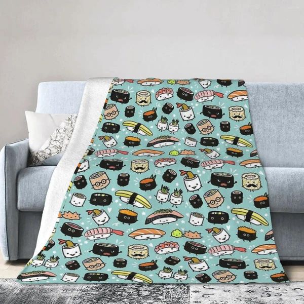Одеяла милый суши рисунок каваи персонажи одеяло мягкие теплые фланелевые постельные принадлежности для кровать для пикника путешествовать домой