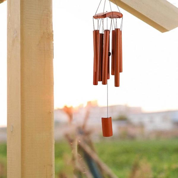 Figurine decorative Bamboo Chime Wooden Wind Reput Bless Music Crafts Simple Windchime Bell per la stanza della stanza esterna Decorazione