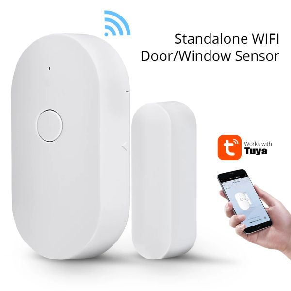 Sensor da janela da porta do detector Wi -Fi Tuya Smart Home Independent Wireless Security Alarm Works com a notificação Alexa aberta ou fechada sem hub