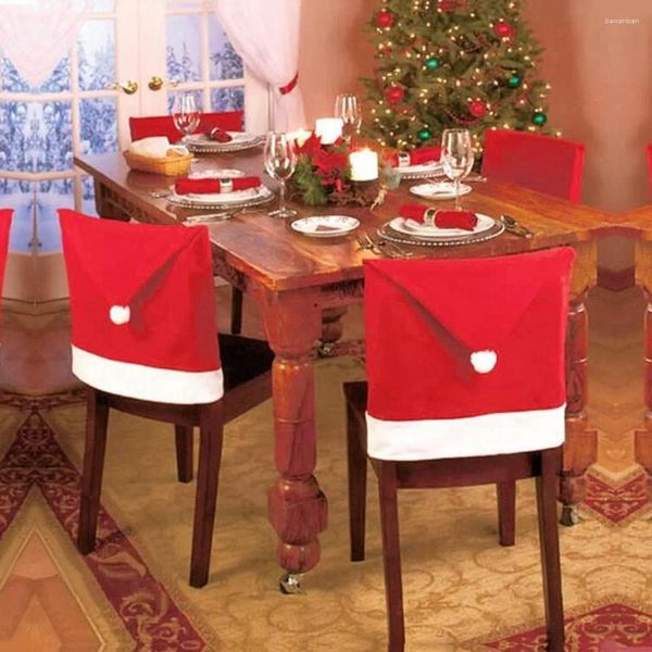 Coperture per sedie da 6 pezzi Red Babbo Natale Fabric non tessuti Back per 2024 Xmas Holiday Festive Decor