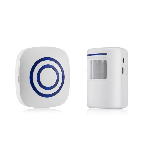 Carco de porta do detector, detector de movimento sem fio Sensor de movimentador de movimentos Smart visitante campainha da entrada de automóveis de segurança da casa de segurança com 1 plug -in