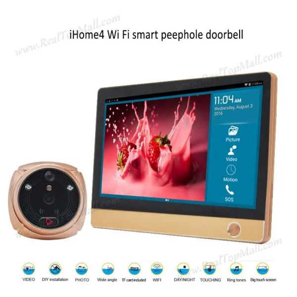 CONTROLLO IHOME 4 Wireless WiFi WiFi Peophole Ghidell Intercom per Smart Home System, 7 