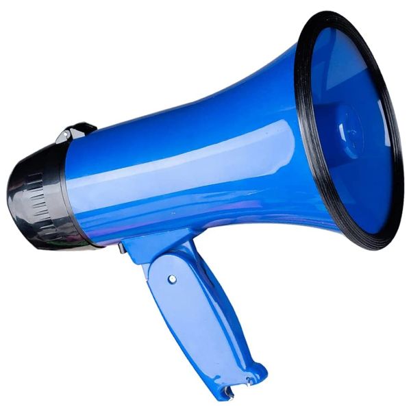 Megaphone 25 watts compacto megafone -falante Pa Bullhorn com sirene incorporada, gravador de voz, abridor de garrafas, azul