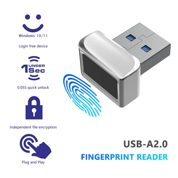 Scanners U6 mais leitor de impressão digital USB para Windows 7 8 10 11 Hello PC Notebook Lock Biométrico Scanner PasswordFree Login Módulo de desbloqueio