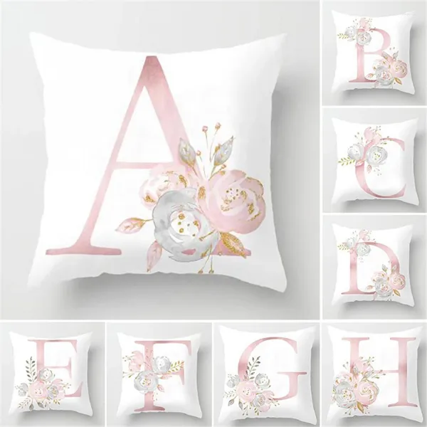 Travesseiro rosa letra de capa impressa no estilo nórdico macio confortável sofá de casamento decoração de casa