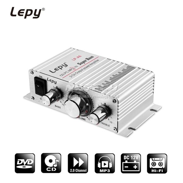 Jogadores Lepy LPA6 Mini amplificador de energia Digital Player 2CH HIFI Estéreo Carro de áudio em casa para celular MP3 MP4 PC SUPORTE CONTROL DE VOLUME