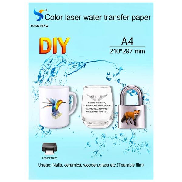 Pellicola di carta Laser Libero Discallare Discallo Carta Clear Colore Clear No Bordo Slip Acqua Slip Fogli di trasferimento Dimensione A4 per tazze in ceramica