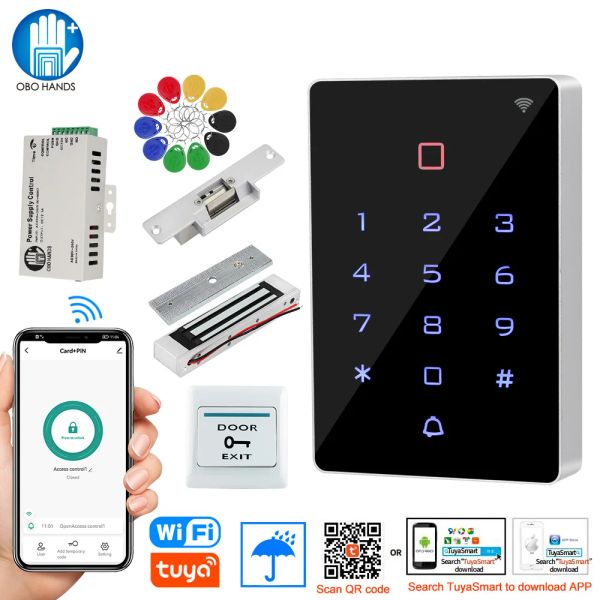 Kits WiFi Tuya App Door Access Control System Kit wasserdichte RFID -Tastatur Zugriff Controller Home 180 kg elektrische Magnetstreikschlösser