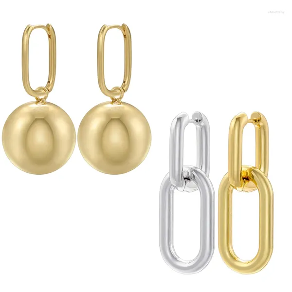 Brincos Dangle Zhukou geométrico gota retangular Brass Mulheres suaves jóias de moda pendente presente de Natal VE1025