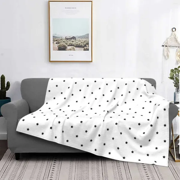 Coperte mini stelle dipinte nere su design creativo bianco comodo in flanella calda ripetizione coperta