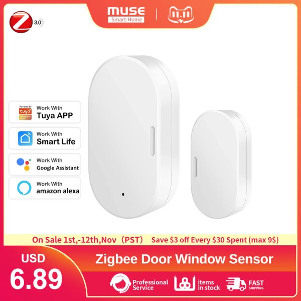 Detector de porta e janela do detector Tuya ZigBee Sensor magnético Smart Home sem fio Detectores da porta Automação magnética da porta