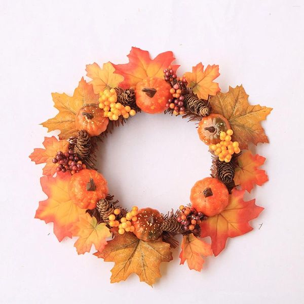 Flores decorativas Flormas de chão de Natal Luzes operadas por bateria Pumpkin Maple Wreaths