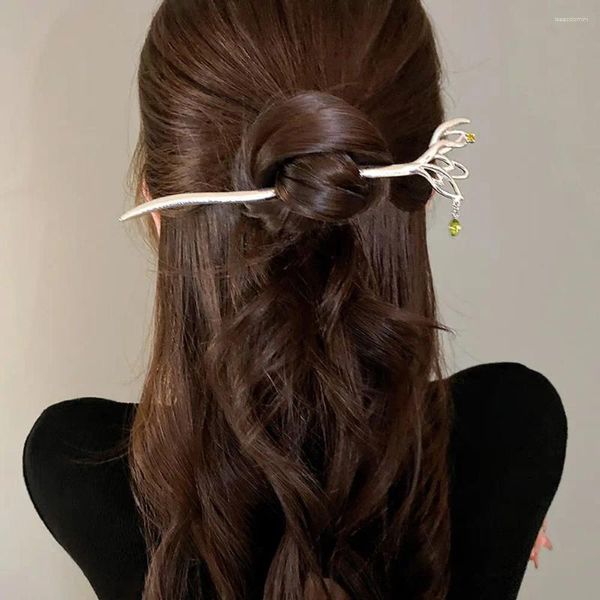 Clipes de cabelo simples strass hanfu ornamento jóias de jóias de jóias de liga de liga de liga de flores chinês garotas de gabinete de penteado