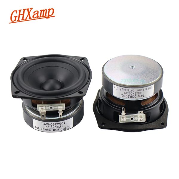 Altoparlanti GHXAMP 3,5 pollici da 90 mm altoparlanti woofer midrange hifi corno medio basso bordo in gomma cono composito 6ohm 20w 2pcs