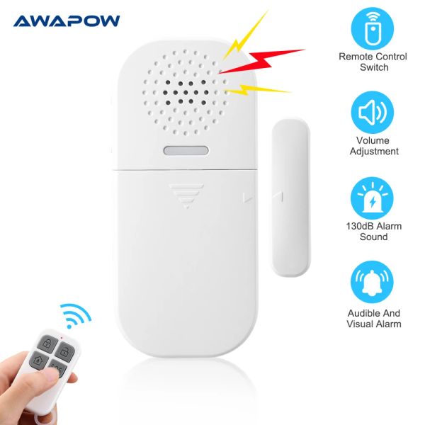 KITS AWAPOW ALARME DE SENSOR MAGNÉTICO DA JANELA DE PORTA sem fio 130dB Antitheft com detectores de controle remoto Sistema de alarme de segurança doméstica