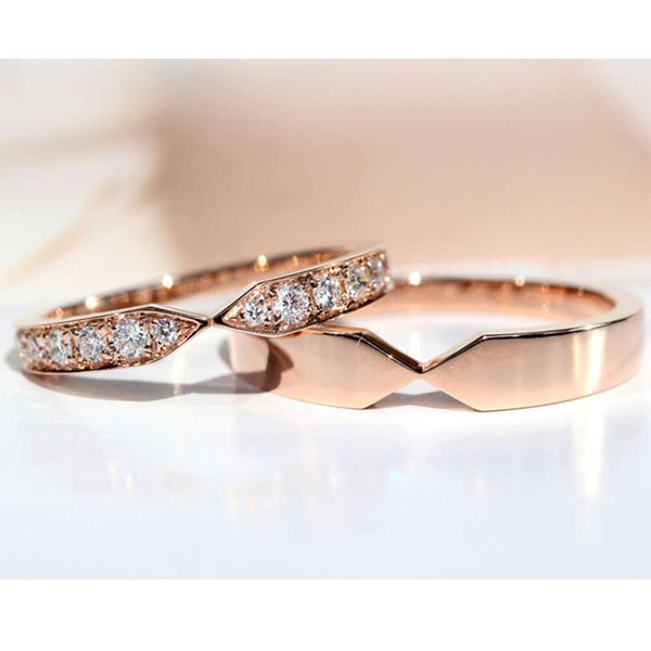 Shangjia doppeltspitze hoch Edition plattiert Gold Glühgesicht Voller Diamantpaar Ring Präzision