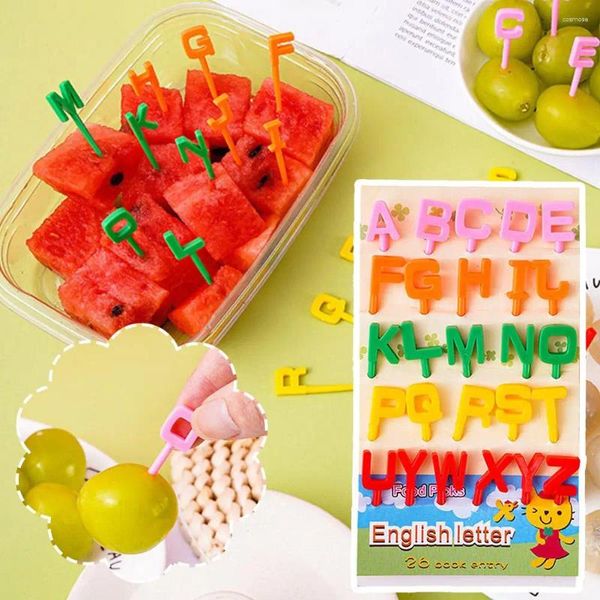 Forks Kids Fruit Fruit Alfabeto Alfabeto Crianças Acessórios de Cozinha Bento Tableware Cute Animal Home Pick Se T1H5