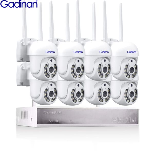 SISTEMA GADINAN H.265 8CH 3MP WiFi PTZ CCTV Sistema a due vie Audio impermeabile IP Telecamera P2P NVR Wireless Vide -Surveillance Kit