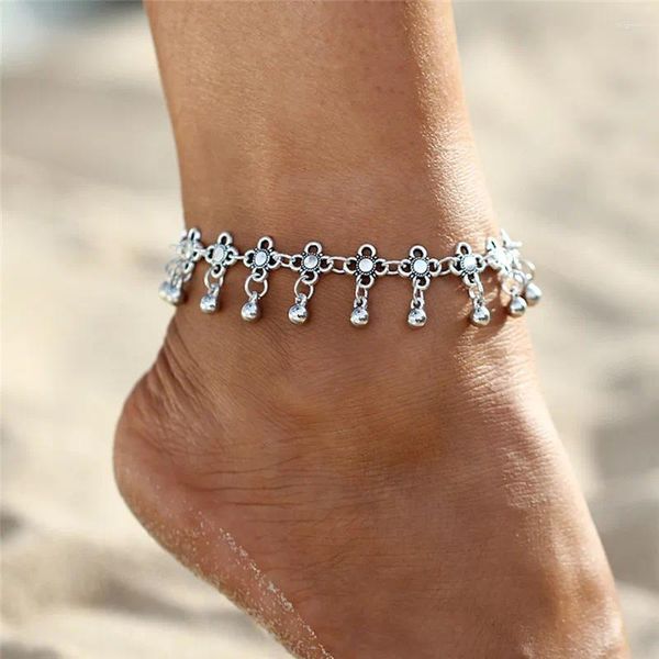 Cadletti di bracciale di fiori vintage Cavigliere per donne Accessori per le gambe della catena della spiaggia in stile boemia della caviglia della caviglia