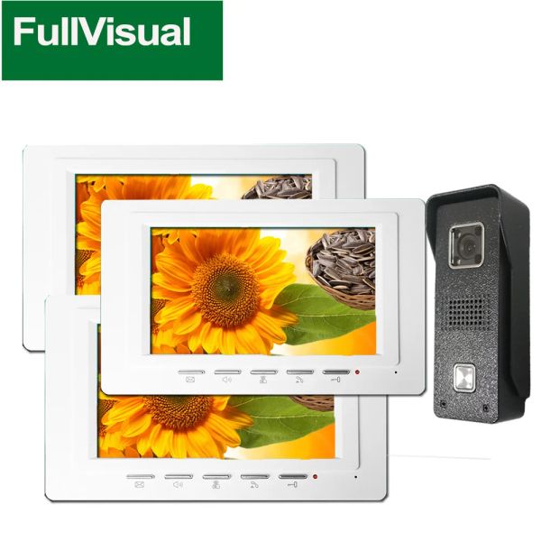 Intercomulário FullVisual 7 polegadas Home Intercom Video Door Phone Doorbell Station Multiple System IR Cut Day Night HD View 1/2 /3 Monitores