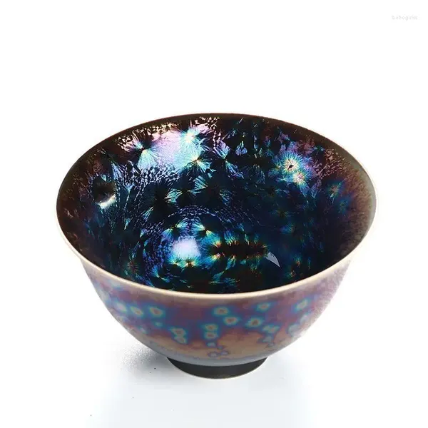 Copas de copos TIANMU GLAZE KILN SETE CORA PEACOCK TEA TEPA TEAR