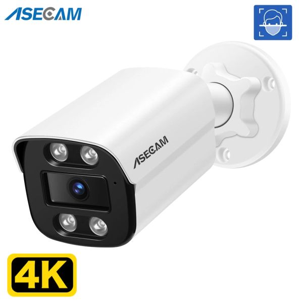 Câmera de câmeras de 8mp 4k IP Câmera de AI Outdoor AI Detecção de rosto H.265 ONVIF RTSP Color Night Vision Poe Câmera de segurança de áudio humano xmeye