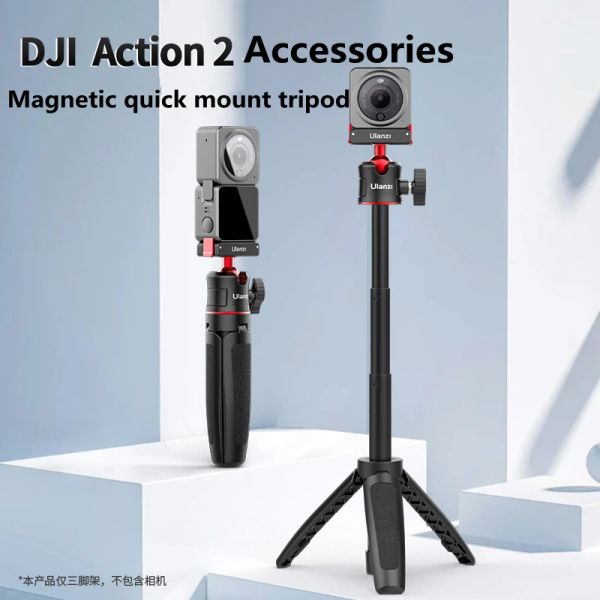 Monopoden für DJI Action 2 Stativ -Selfie -Stick Threestage Telescopic Magnet Base Magnetic Quickinstall Stativ -Klassen -Accessoires