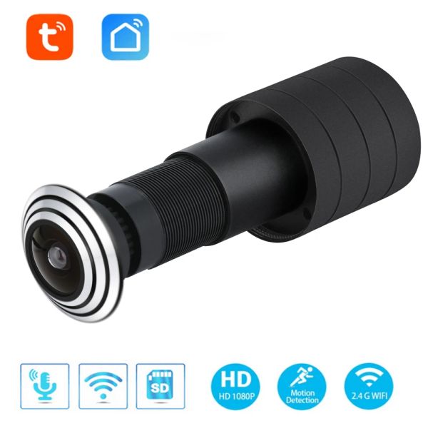 Corde tuya wifi portiera per occhio mini porephole porta wifi telecamera ip 1,6 mm largo angolare pesca a 2way buildin buildin altoparlanti tf slot scheda tf