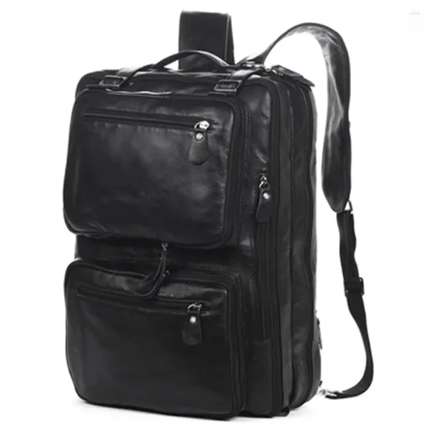 Backpack Multifuncional Men Genuine Men Bagpack Moda Male School Travel Bag Extra Grande Macks Big Black M036