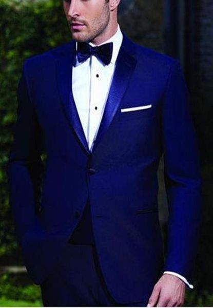 Новые высококачественные две пуговицы Royal Blue Groom Tuxedos Notch Lapel Groomsmen Man Wedding Prom Suit