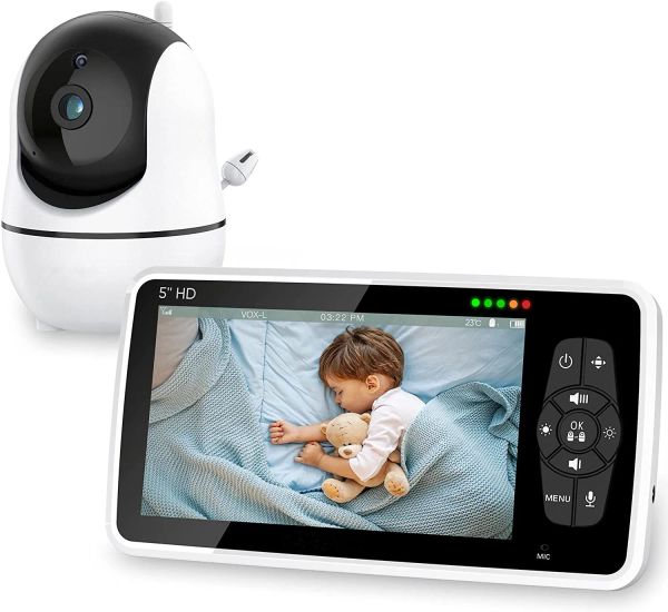 Monitore 5,0 Zoll Babyphone mit Kamera Wireless Video Nanny 720p HD Security Nachtsicht Temperatur Schlaf Fernbedienung 2 Wege Audio