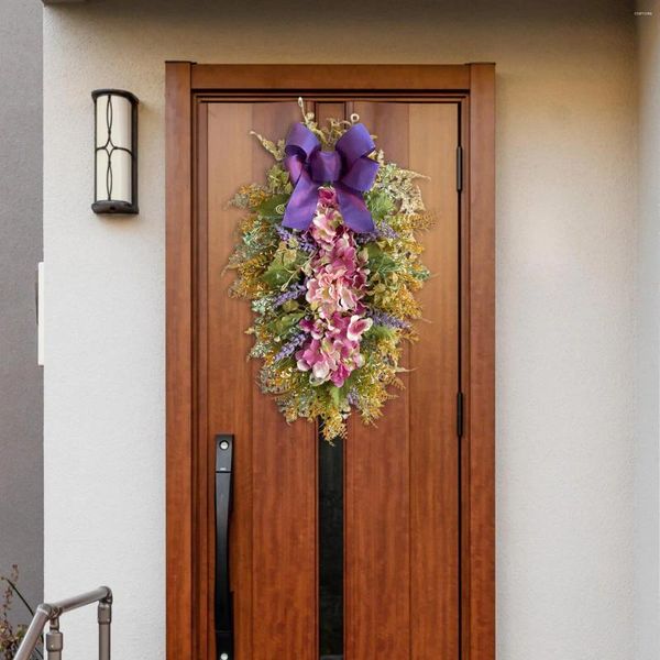 Flores decorativas grinaldas de lágrima com arco Falsas Plantas suspensas textura realista Swag floral para decoração de outono Ano de parede de parede para casa interior