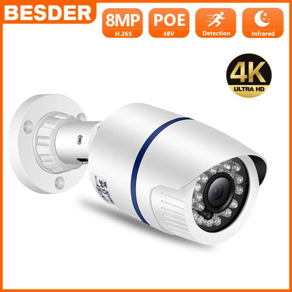 Telecamere Besder 5MP 4MP Bullet Audio IP Camera da 2MP Visione notturna a infrarossi CCTV Videocamera per esterni per esterni Mini fotocamera XMEYE DC 12V/48V POE