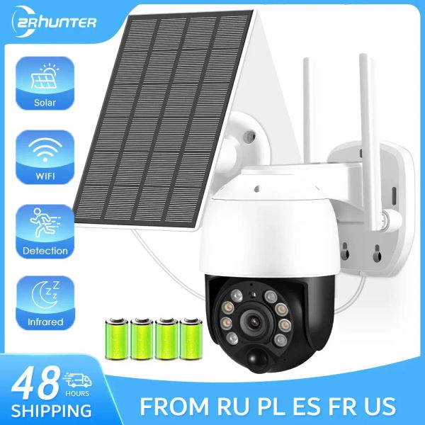 Câmeras 3MP PTZ Wi -Fi Câmera Solar Panel Solar Bateria Wireless CEM CREAÇÃO IP IP Outdoor Smart Home Security Night Vision Video Video Surveillance Cam