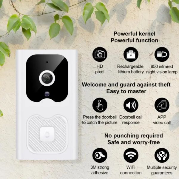 Door sem fio Door sem fio Photography Visual Photography X6 Smart Home Doorbell Core Mobile Smart Language Docking Docking Remote Monitoring Doirbell