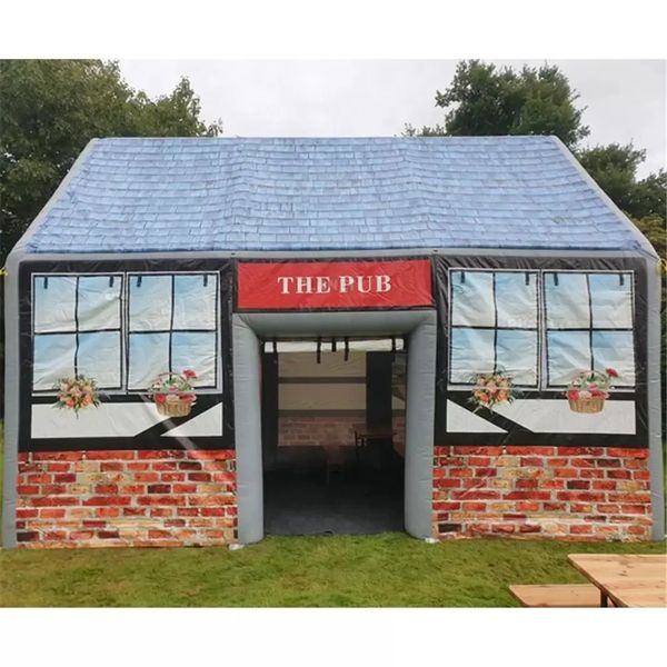 Оптовая привлекательная Oxford 6x4m Outdoor Party Center Центр надувного бара паб Air Pub House Nightclub Shelter с 2 дверями для праздничного мероприятия-001