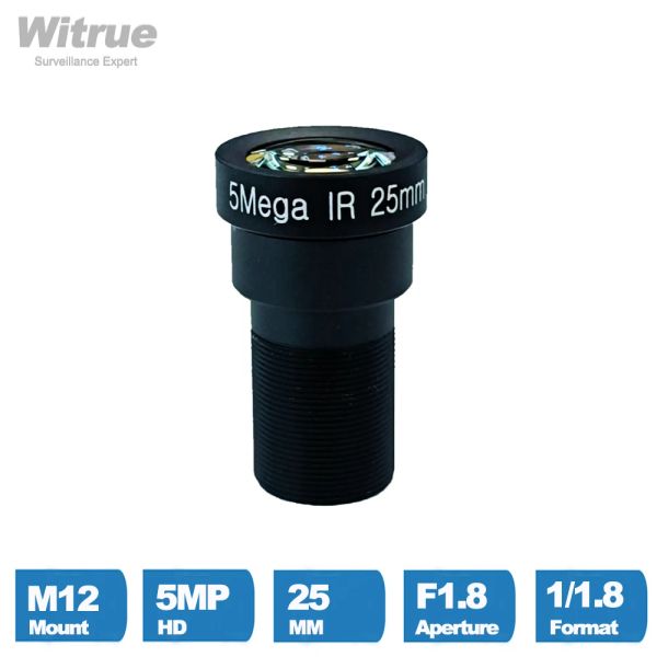 Запчасти CCTV Lens HD 5MP 25 мм Aperture Distance Aperture F1.8 Формат 1/1,8 Нет искажений с 650 нм ИК -фильтра для камер наблюдения