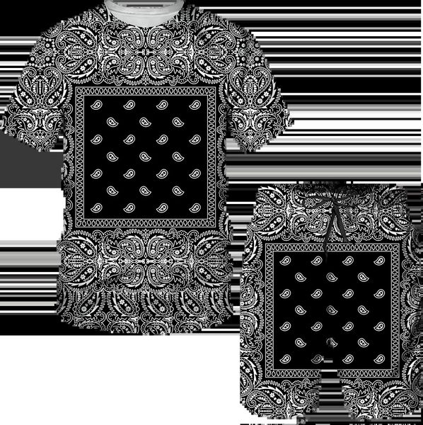 3D-gedrucktes T-Shirt und Shorts Bandana Muster Sommer Herren Casual Sports Anzug Tracksuit Plus Size S-7xL240402