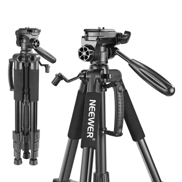 Monopods Neewer Câmera Tripé portátil 56 polegadas/142 cm de alumínio 3way Pan Head+Bolsa de transporte para Canon Nikon Sony DSLR Câmera