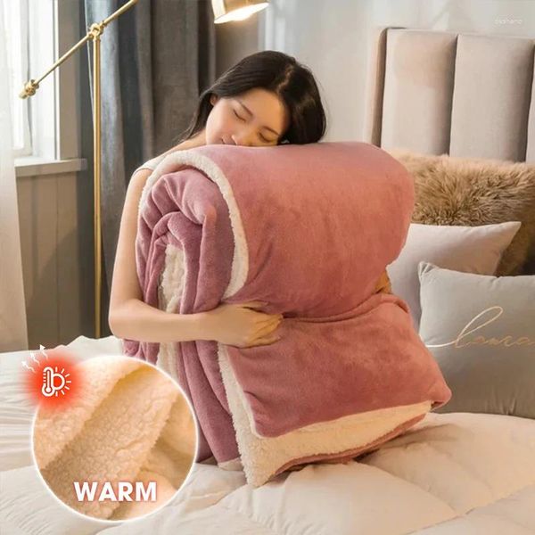 Одеяла Зимние толстое кровать одеяло удобно флис для дивана теплый спальня роскошная крышка для взрослых детей шерстяные одеяла
