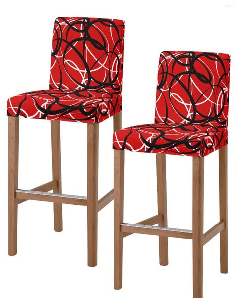 Sandalye geometrik eğri siyah beyaz doku kırmızı bar dışkı kafe ofis slipcovers pub için çıkarılabilir koltuk kapağı kapsar