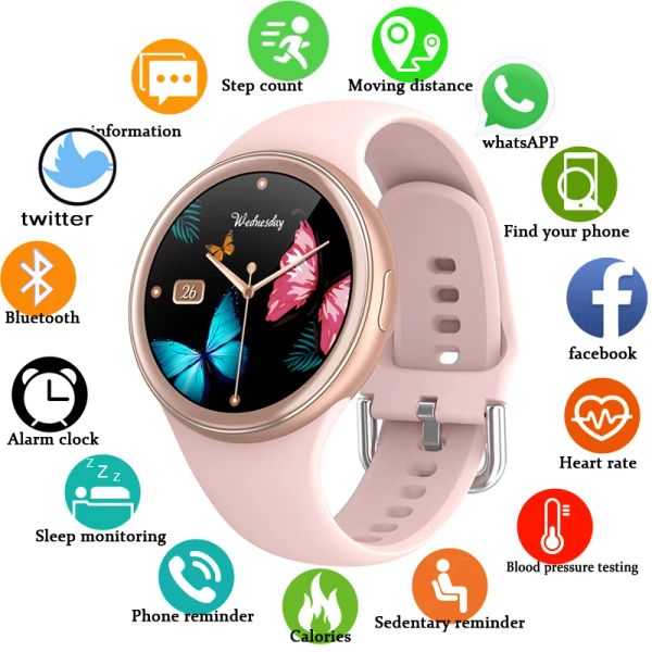 Смотрите 2021 Новые женщины SmartWatch 3D Полный сенсорный экран Smart Watch Counts Counts Tracker Tracker Fitness Watch для женщин мужчины Android iOS