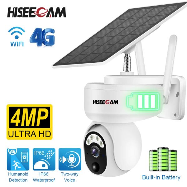 Камеры 4MP/2MP 4G Solar Camera WiFi Wi -Fi Беспроводное наблюдение с аккумулятором CCTV CCTV.