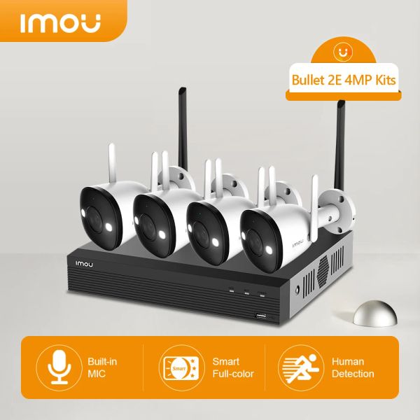 Sistema IMOU Câmera IP sem fio e kit NVR 4MP Vídeo 2LED Full Color Night Vision Detecção de movimento Ethernet Sistema de segurança de conexão