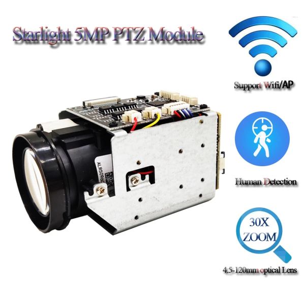 Telecamere 5mp H.265 Starlight Star Human Detection Human 30x Optical Zoom Lens WiFi IP PTZ Modulo Modulo Scheda CCTV Sicurezza Camara Rtsp Audio