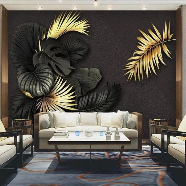 Papéis de parede MILOFI Custom grande papel de parede mural 3d floresta tropical folhas