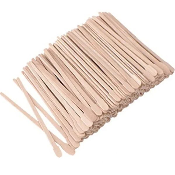 100pcs bastões de cera de língua lisa depressor de face as sobrancelhas descartáveis Aplicador de remoção de cabelo espátulas corpora pequena madeira pequena de madeira