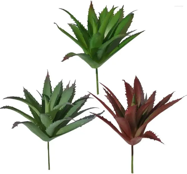 Dekorative Blumen 3pcs künstliche Sukkulentenpflanzen Simulation Aloe Fake Plant Dekoration für Hausgarten (3 Farben)